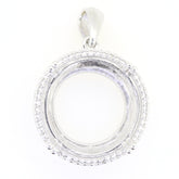 Sterling Silver Semi Mount Pendant Setting Round RD 25x25x17mm Halo Topaz Syzjewelry